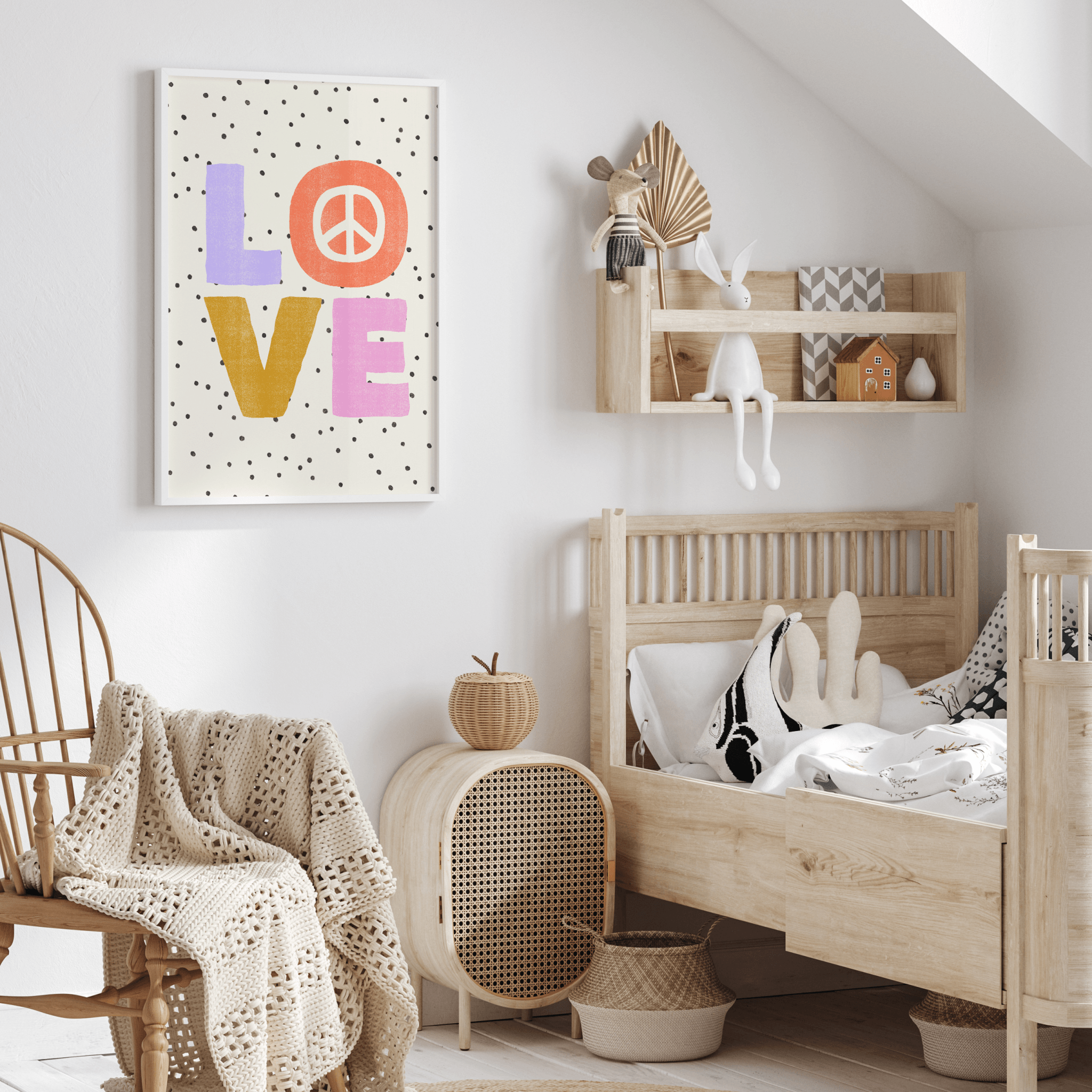 Love & Peace - Tiny Art Club2nursery wall art, kids room prints, nursery prints australia, animal wall art, baby name poster, personalised baby name prints australia