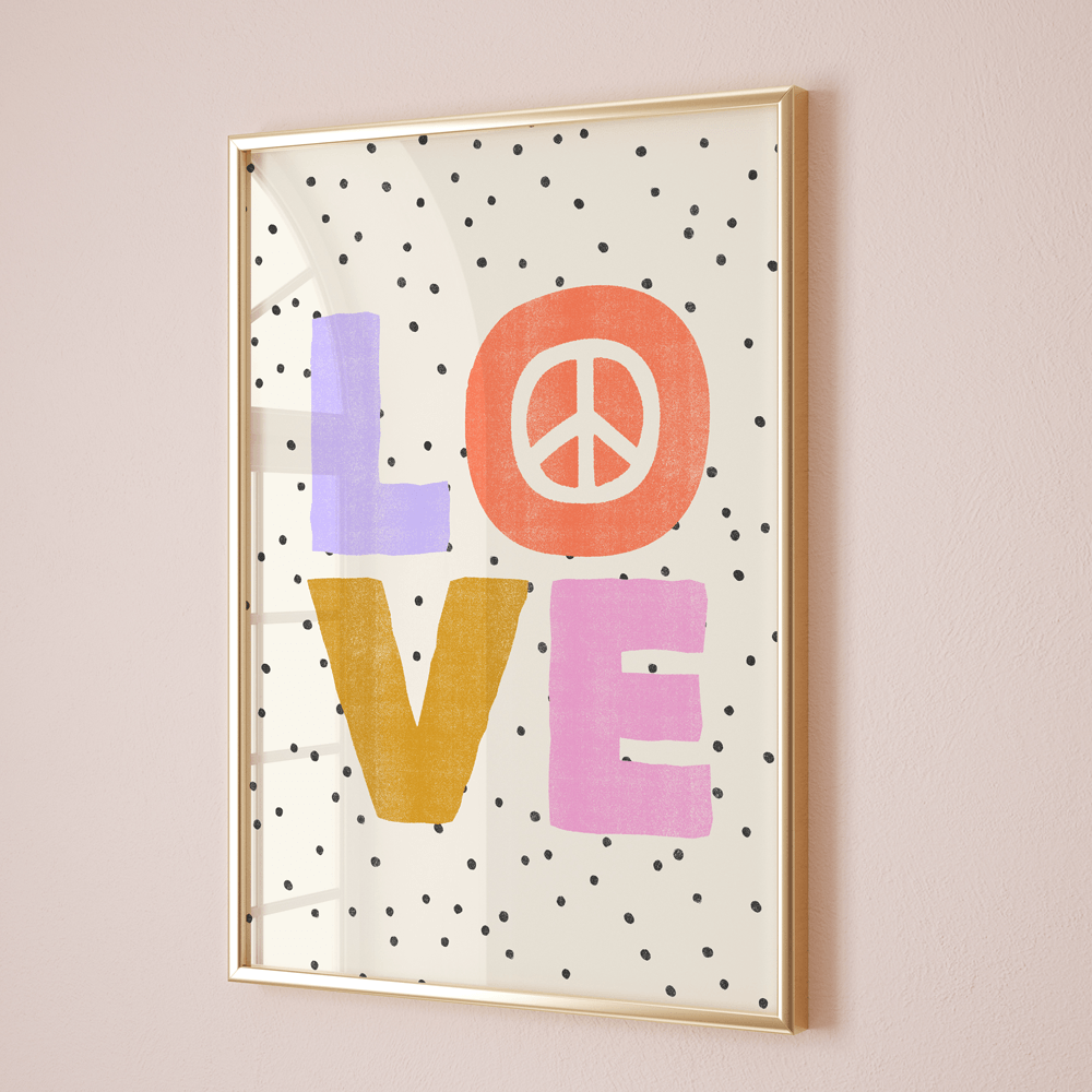 Love & Peace - Tiny Art Club3nursery wall art, kids room prints, nursery prints australia, animal wall art, baby name poster, personalised baby name prints australia