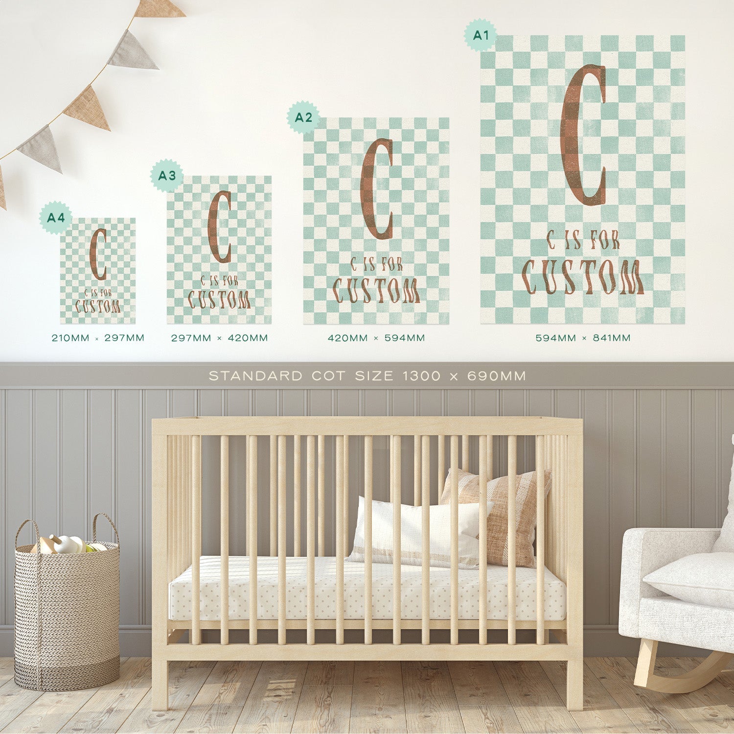 Personalised Checkered Letter & Name Print