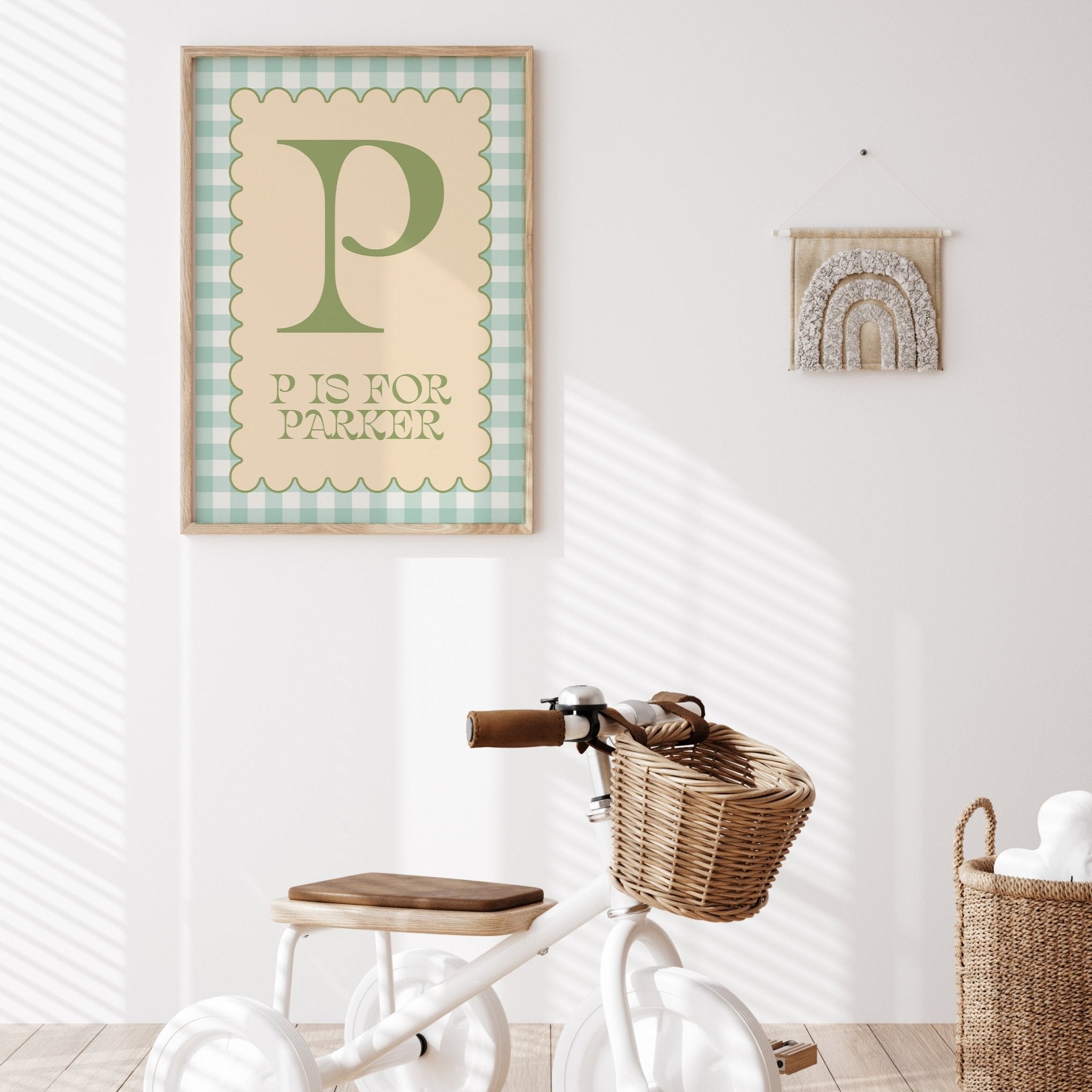 Personalised Gingham Letter & Name Print