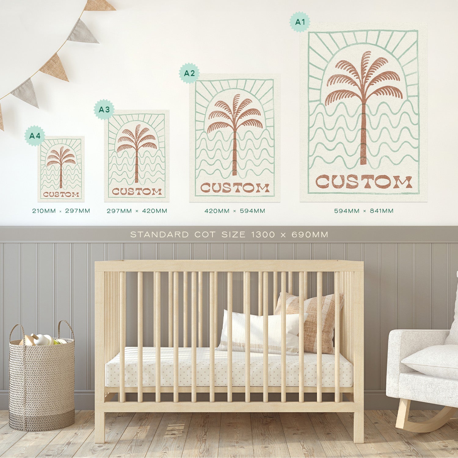 Personalised Palm & Wave Name Print